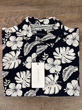 🌺 Denim & Flower Ricky Singh Tropical Floral Button-Up Shirt – Men’s Medium NWT